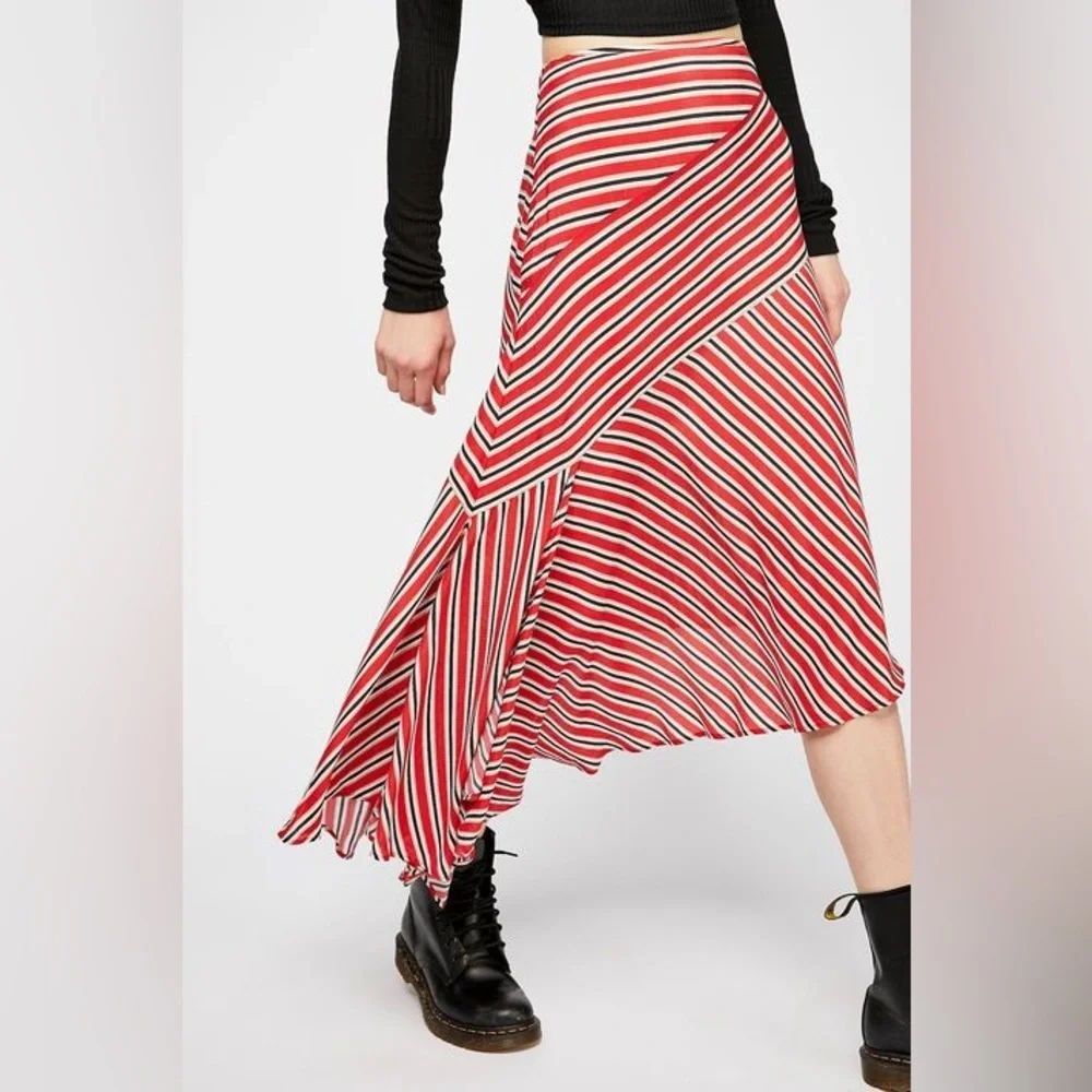 Free People Luna Asymmetric Striped Skirt